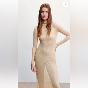 NWT Mango Nude Crystal Dress, Size 4